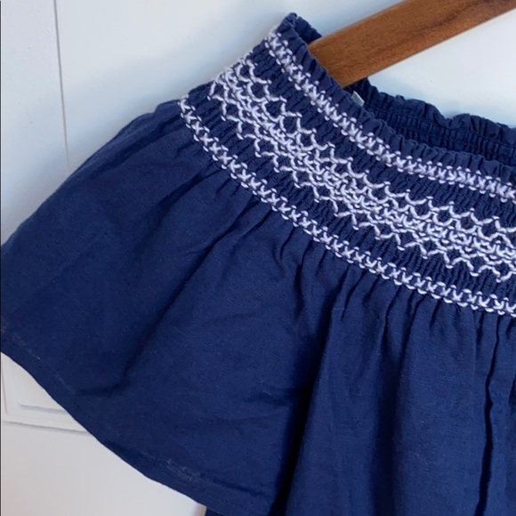 NWT VINEYARD VINES Off the Shoulder Top Navy XS - Picture 2 of 4